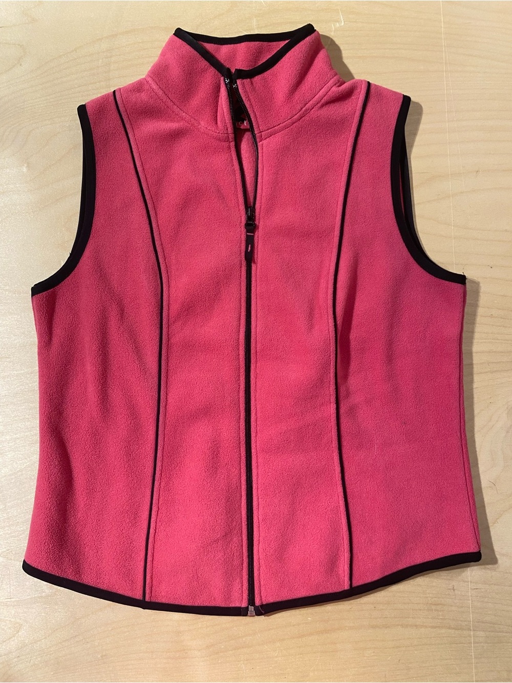 G Factor Women's Pink Fleece Vest with Black Trim Medium (SB)